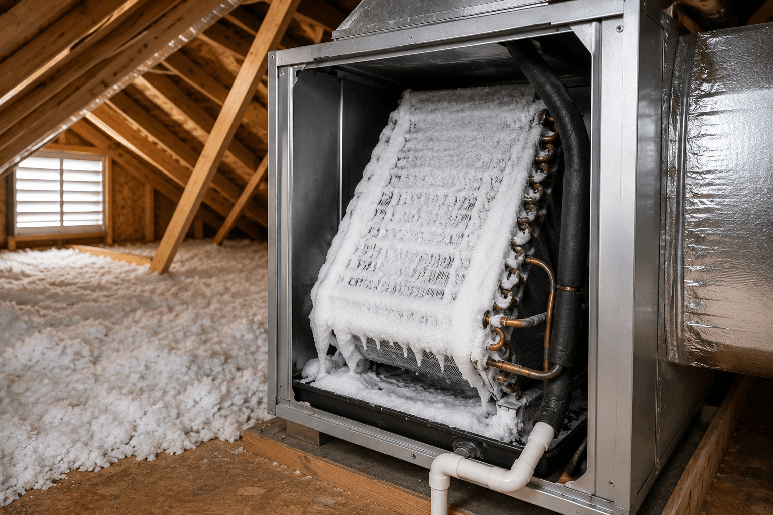 Causes of a frozen evaporator coil inside HVAC system